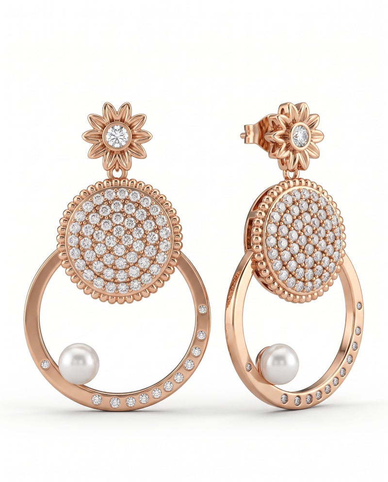 Women's Pearl Circle Earrings