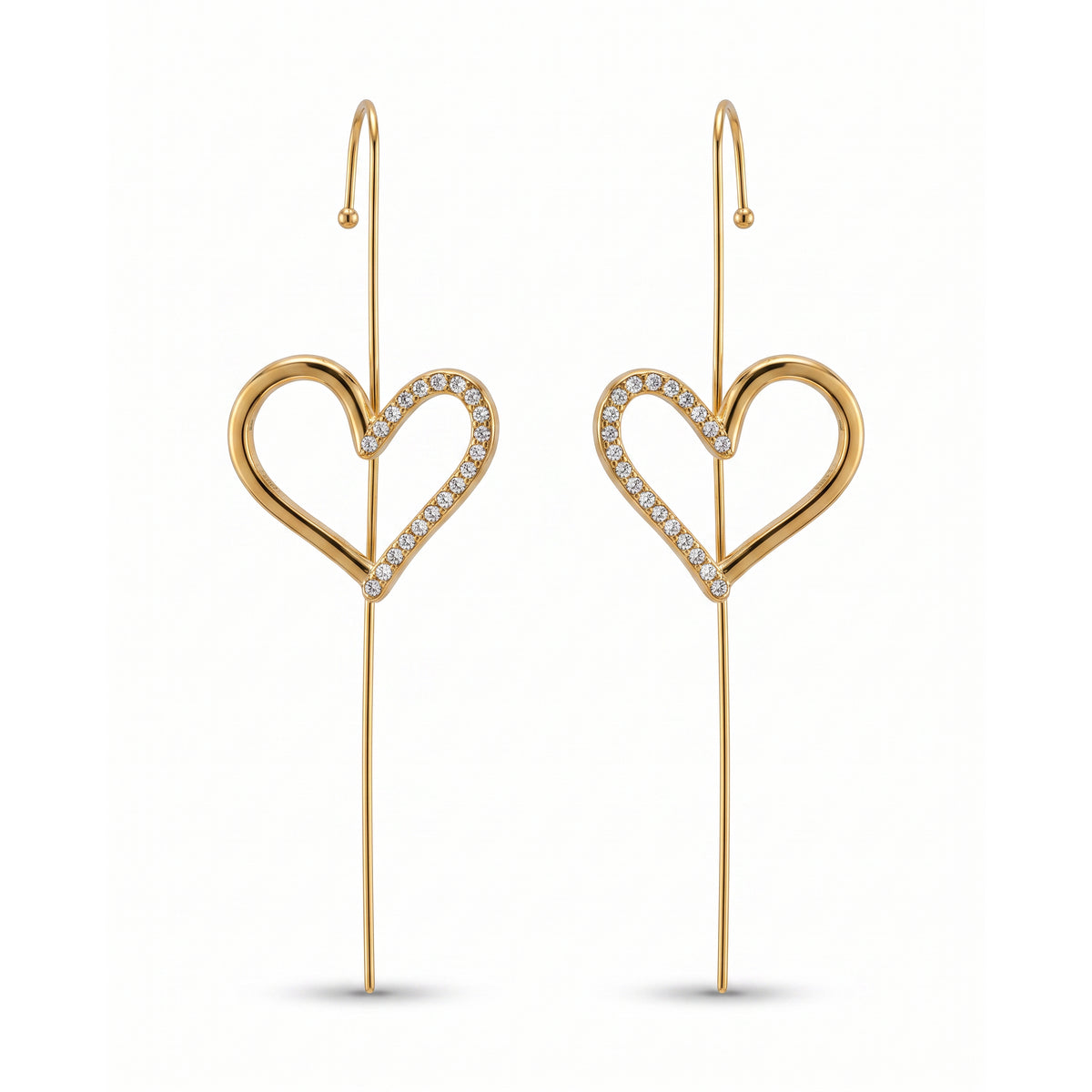 bling Heart Ear Cuff Earrings
