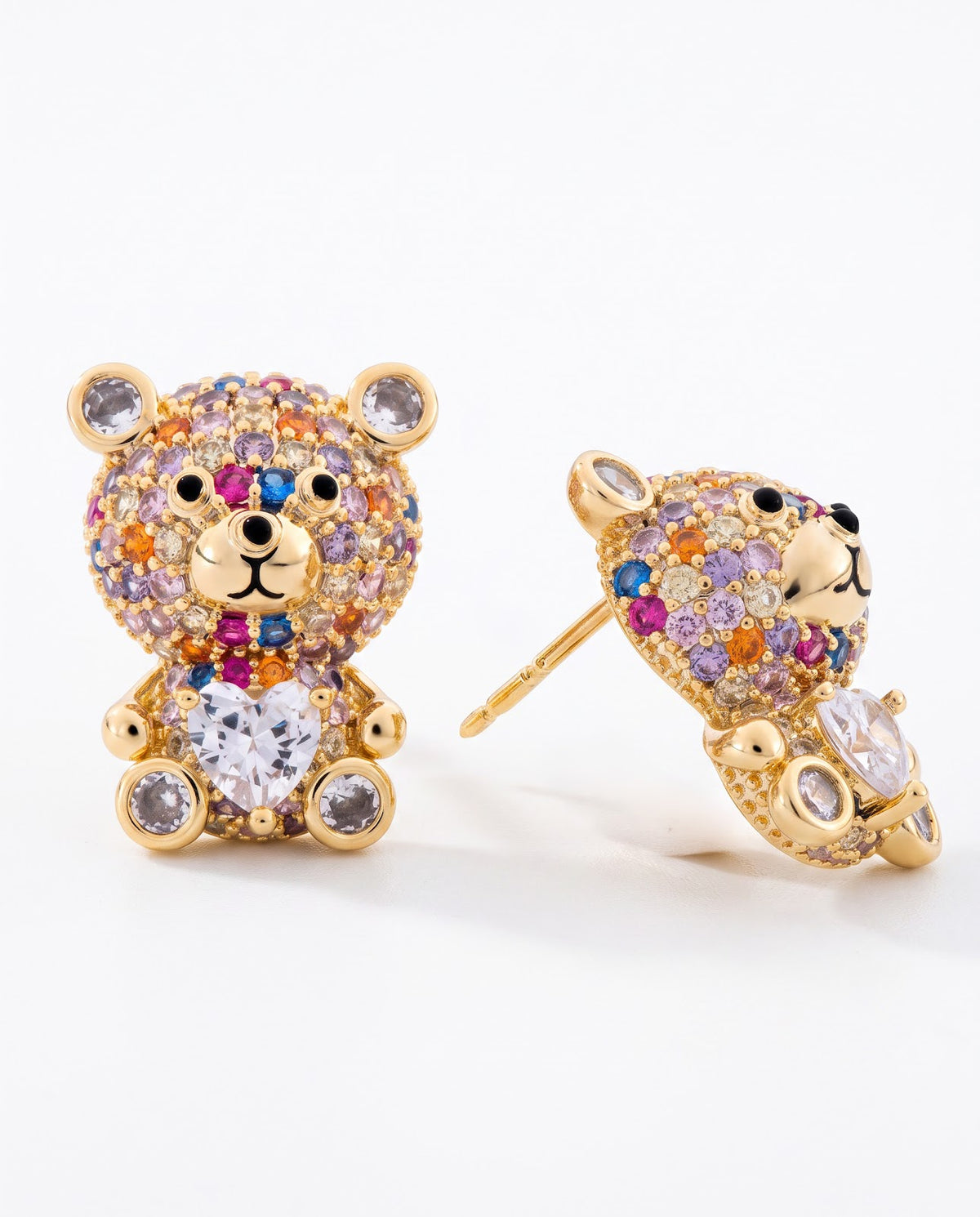 Women's Teddy Bear Crystal Stud Earrings