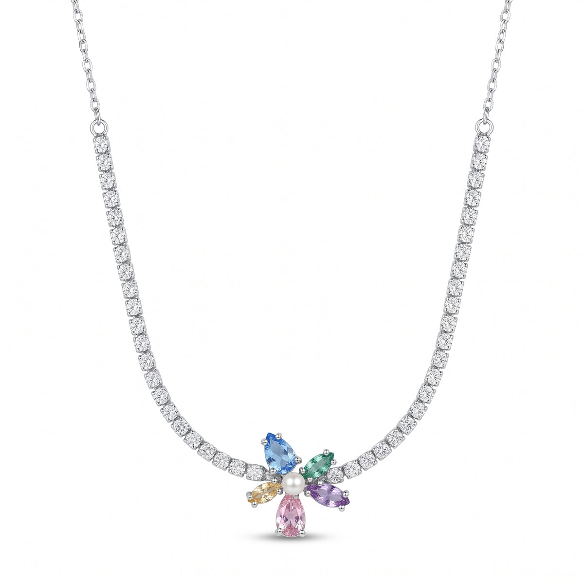 Multicolour Crystal Floral Bracelet