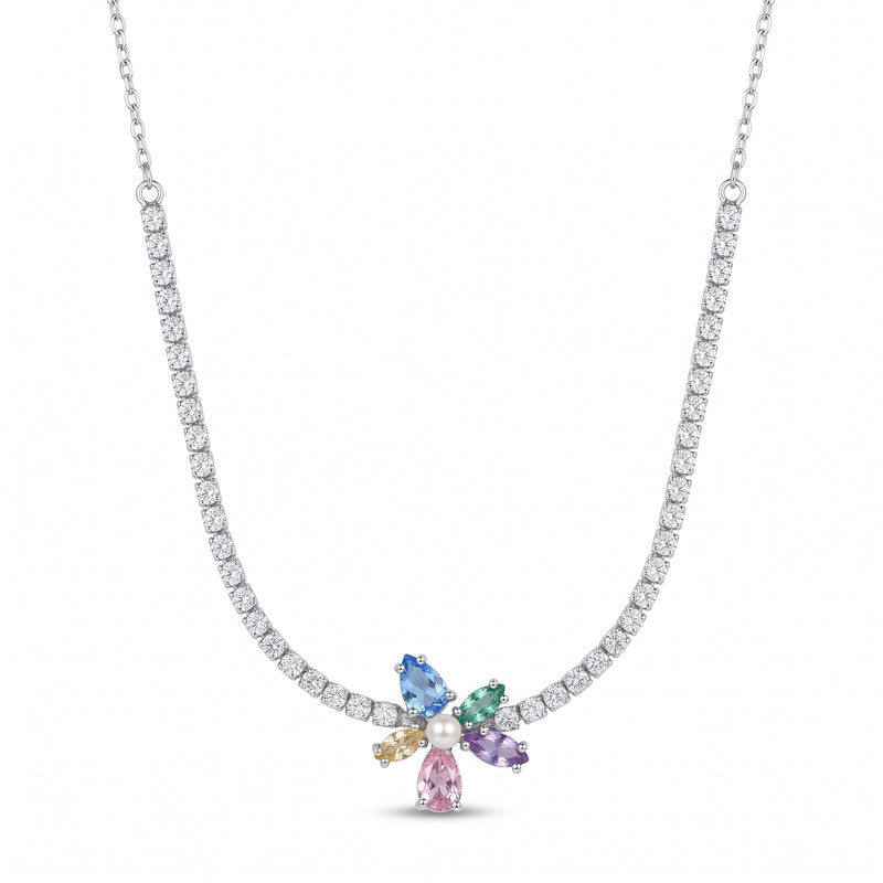 Multicolour Crystal Floral Bracelet