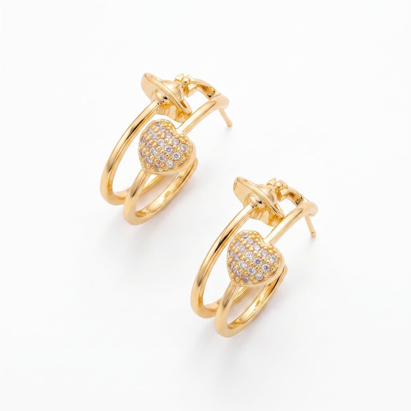 Heart Crystal Drop Studs