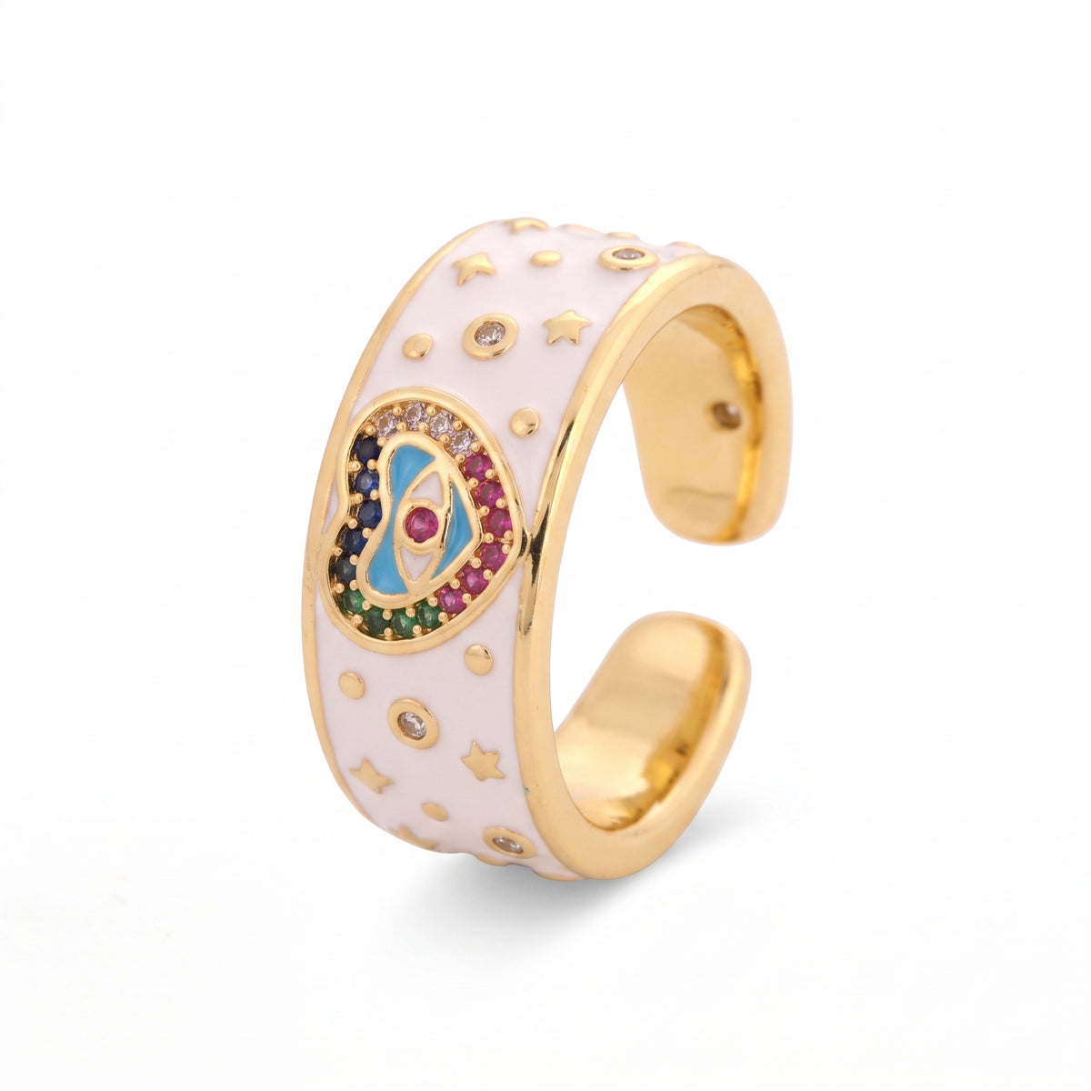 Pink Heart Enamel Ring