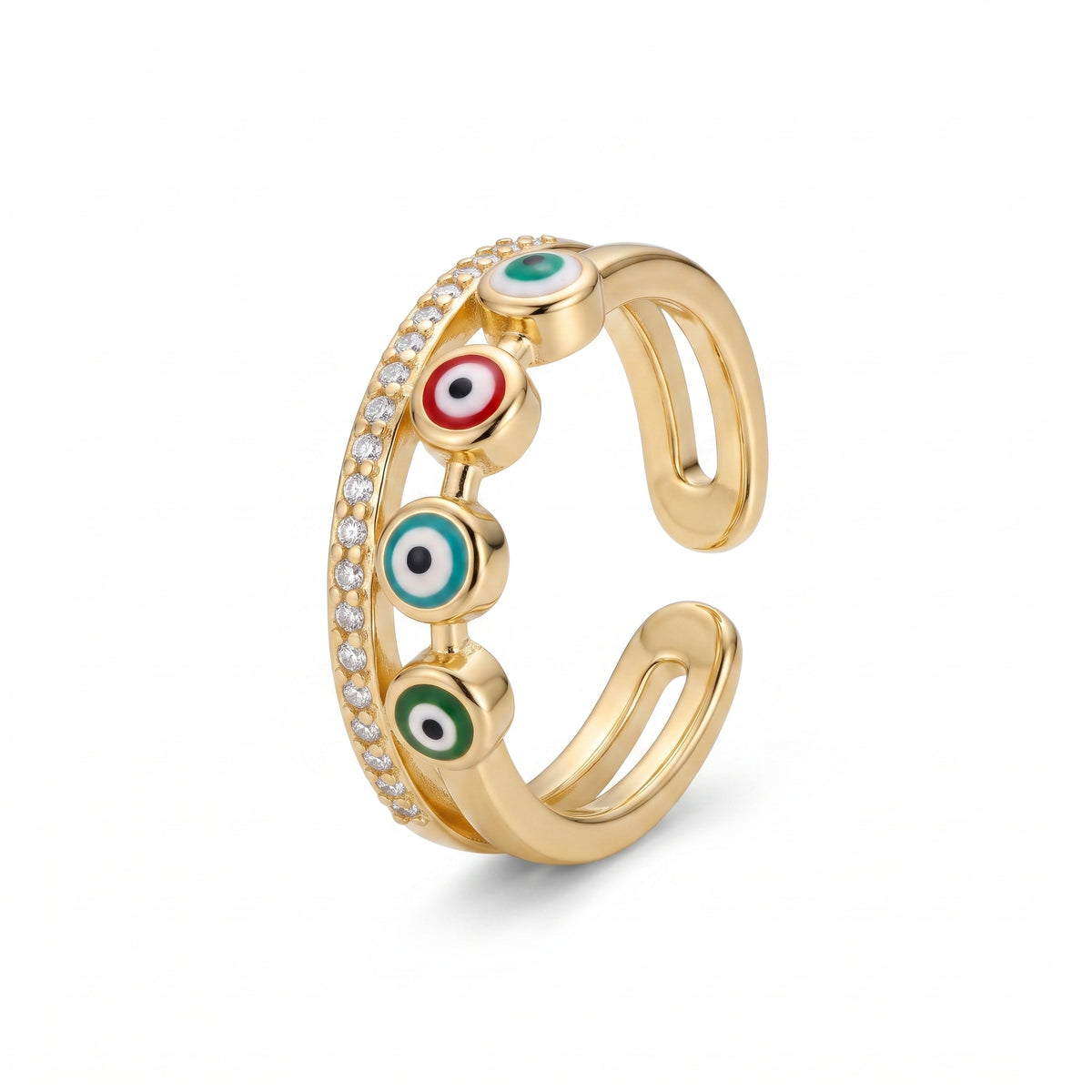 Evil Eye Crystal Band Ring