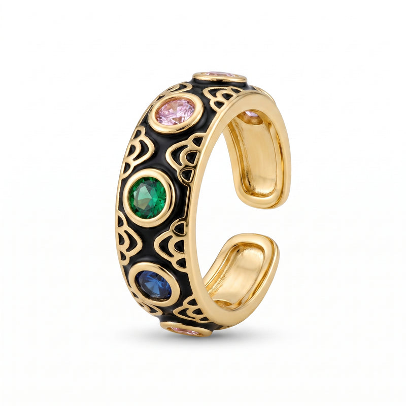 Ornate Enamel Band Ring