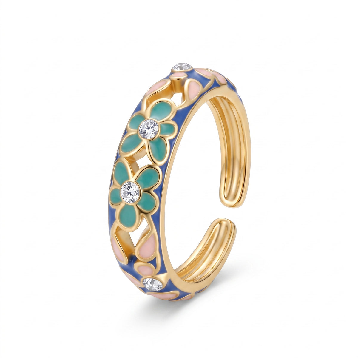 Multicolour Leaf Band Ring