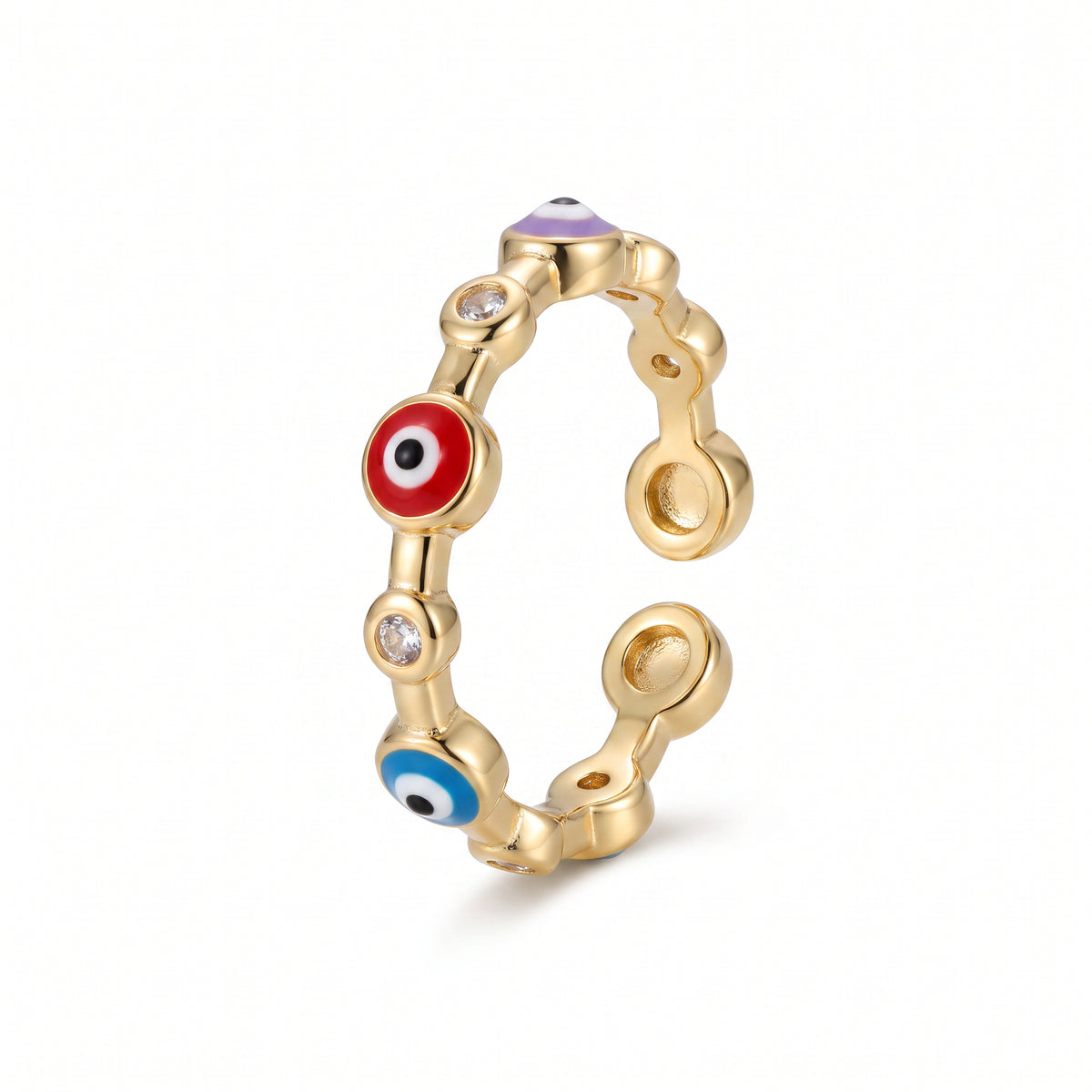 Multicolour Evil Eye Chain Ring