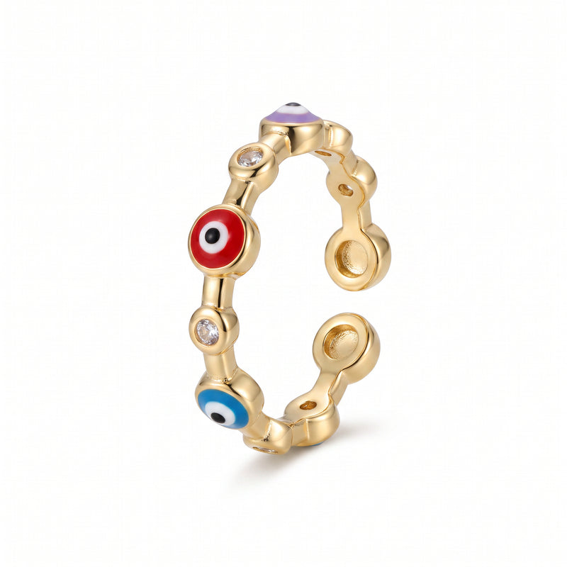 Multicolour Evil Eye Chain Ring