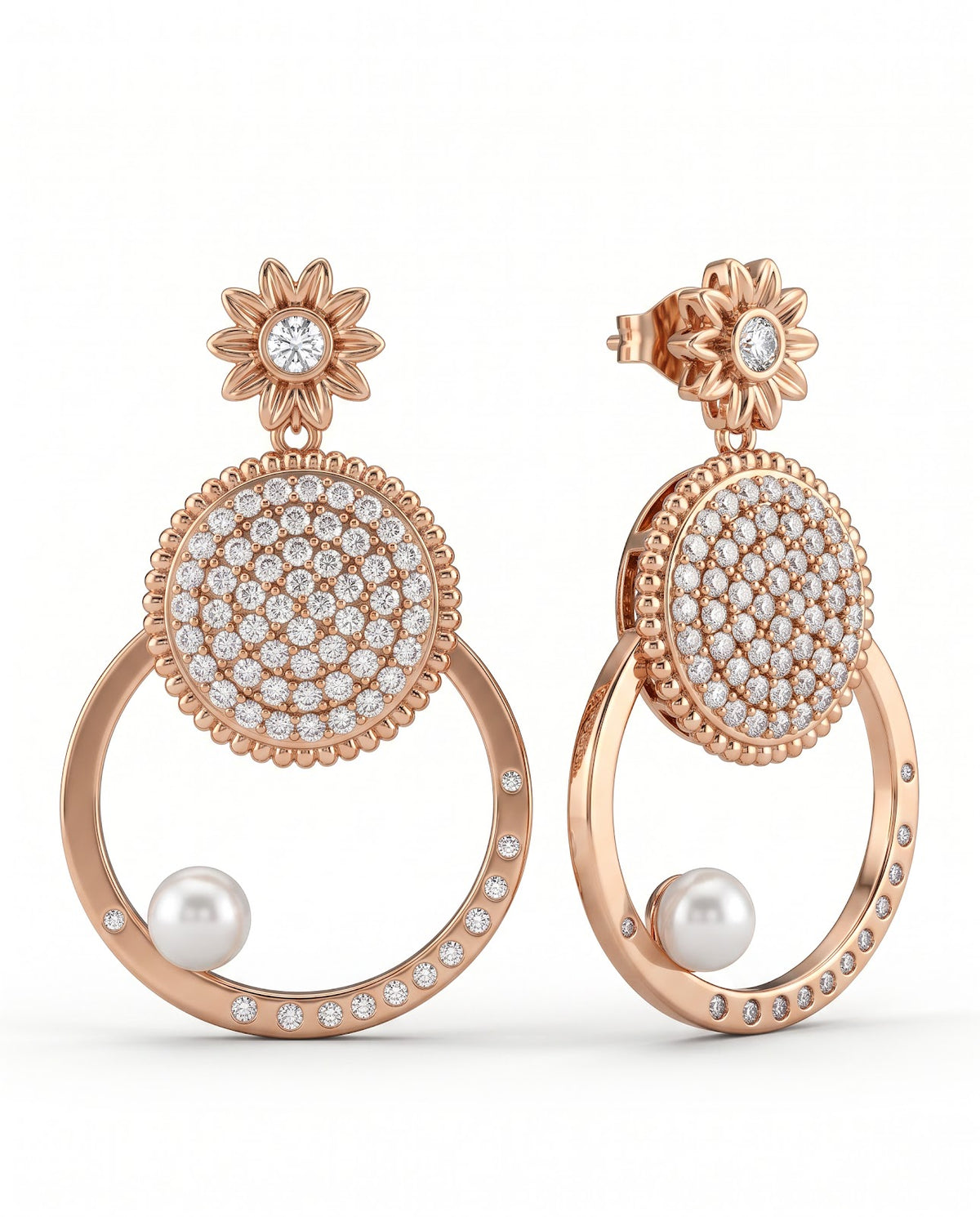 Women's Pearl Circle Earrings