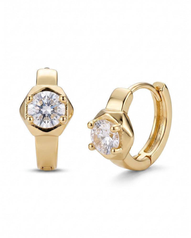 Women's Solitaire Huggie Earrings