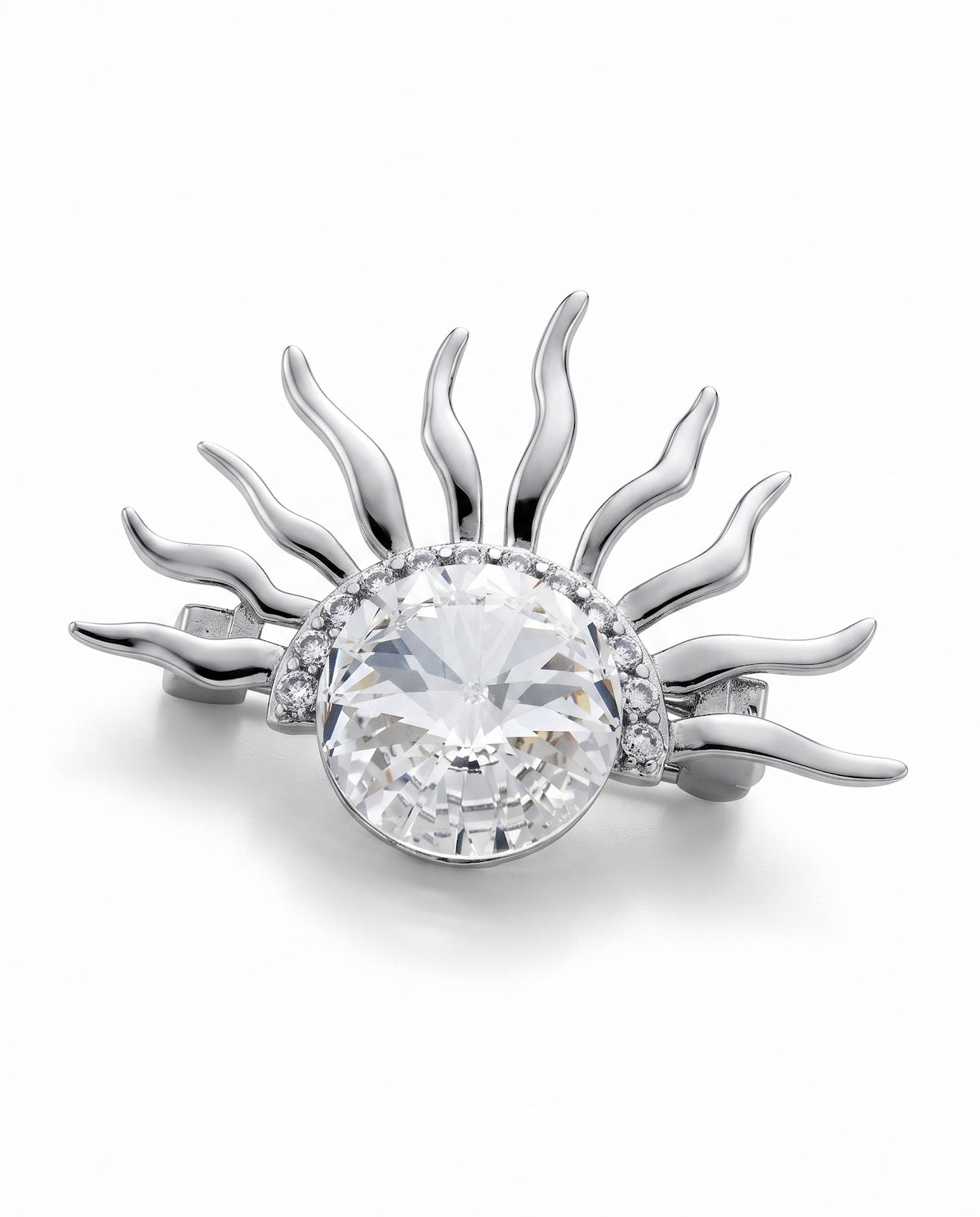 Sunburst Crystal Brooch