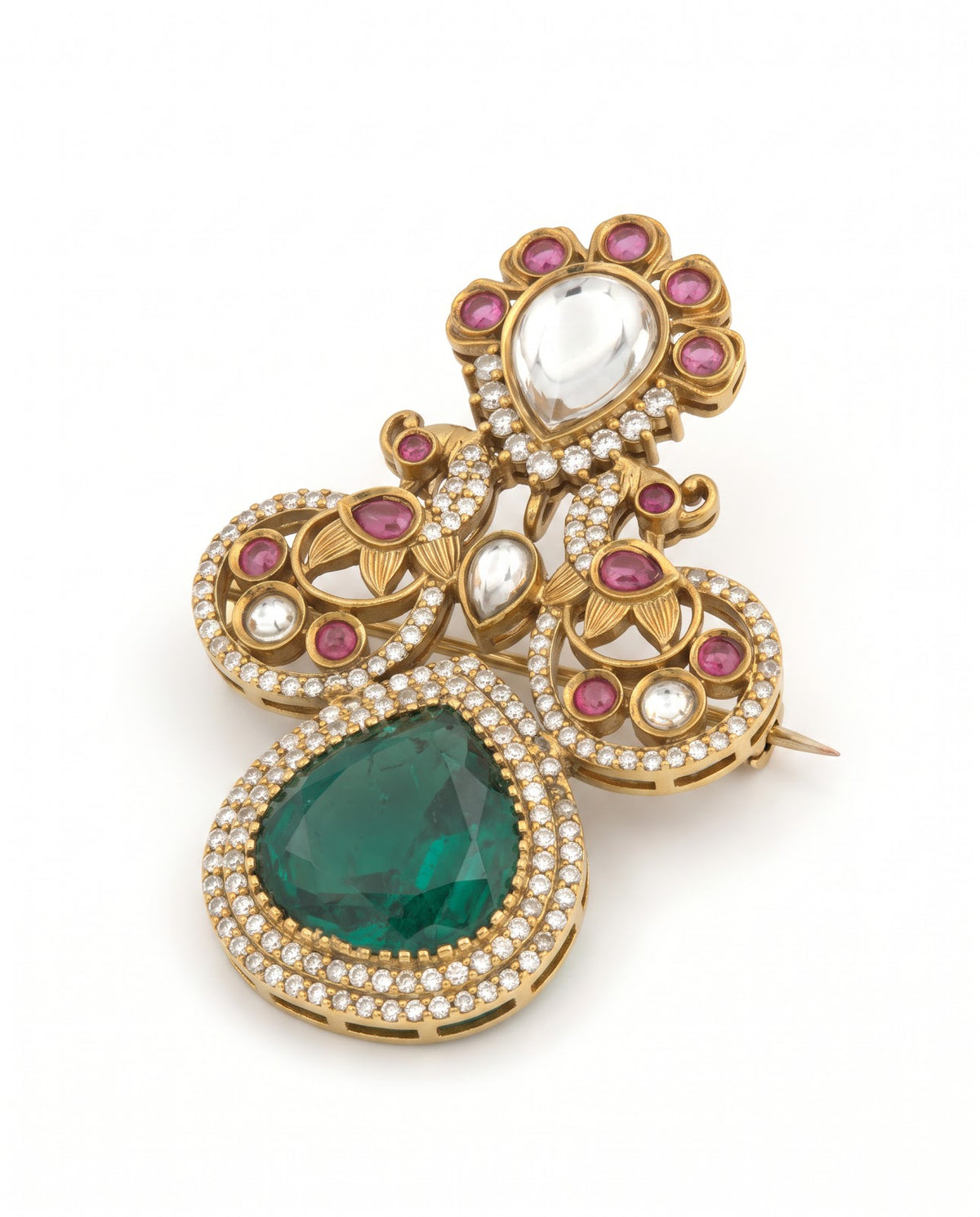 Peacock Drop Brooch