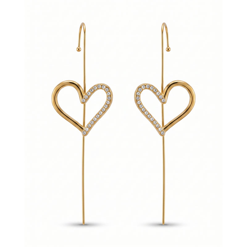 bling Heart Ear Cuff Earrings
