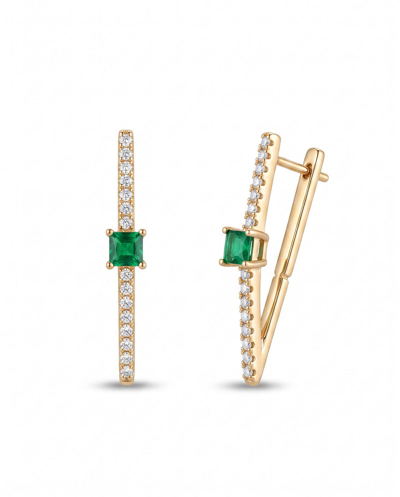 Women's Emerald Bar Earrings