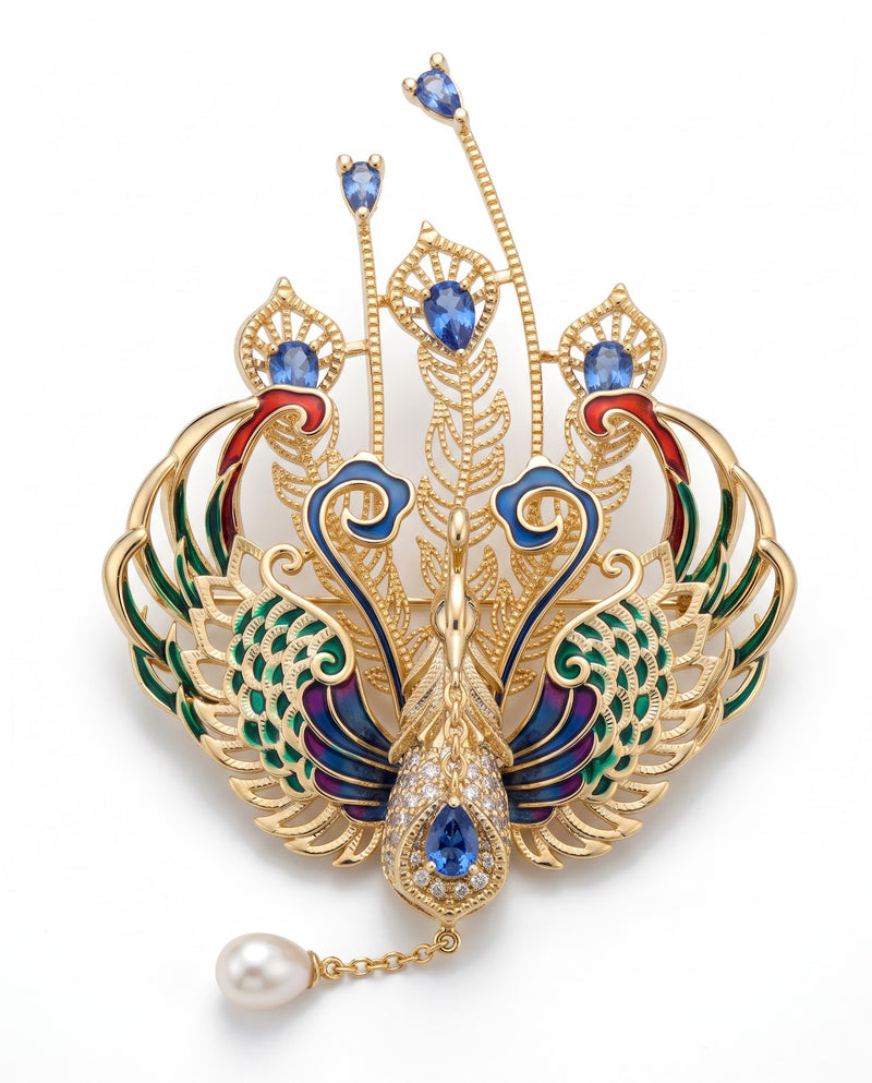 Imperial Peacock Brooch