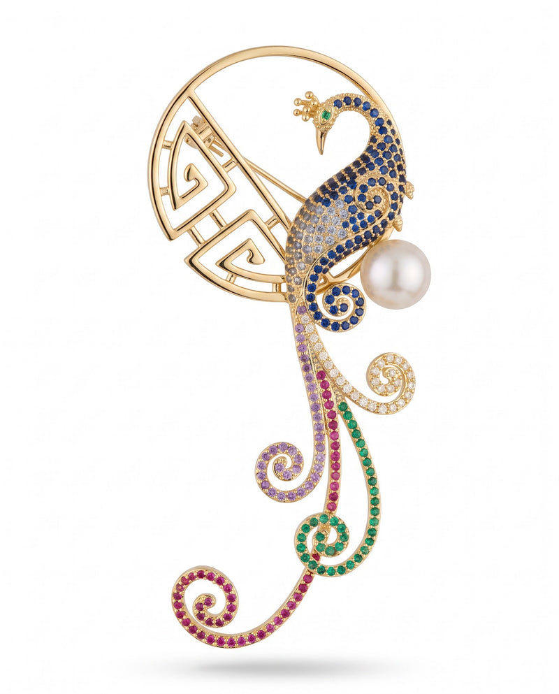 Peacock Art Brooch