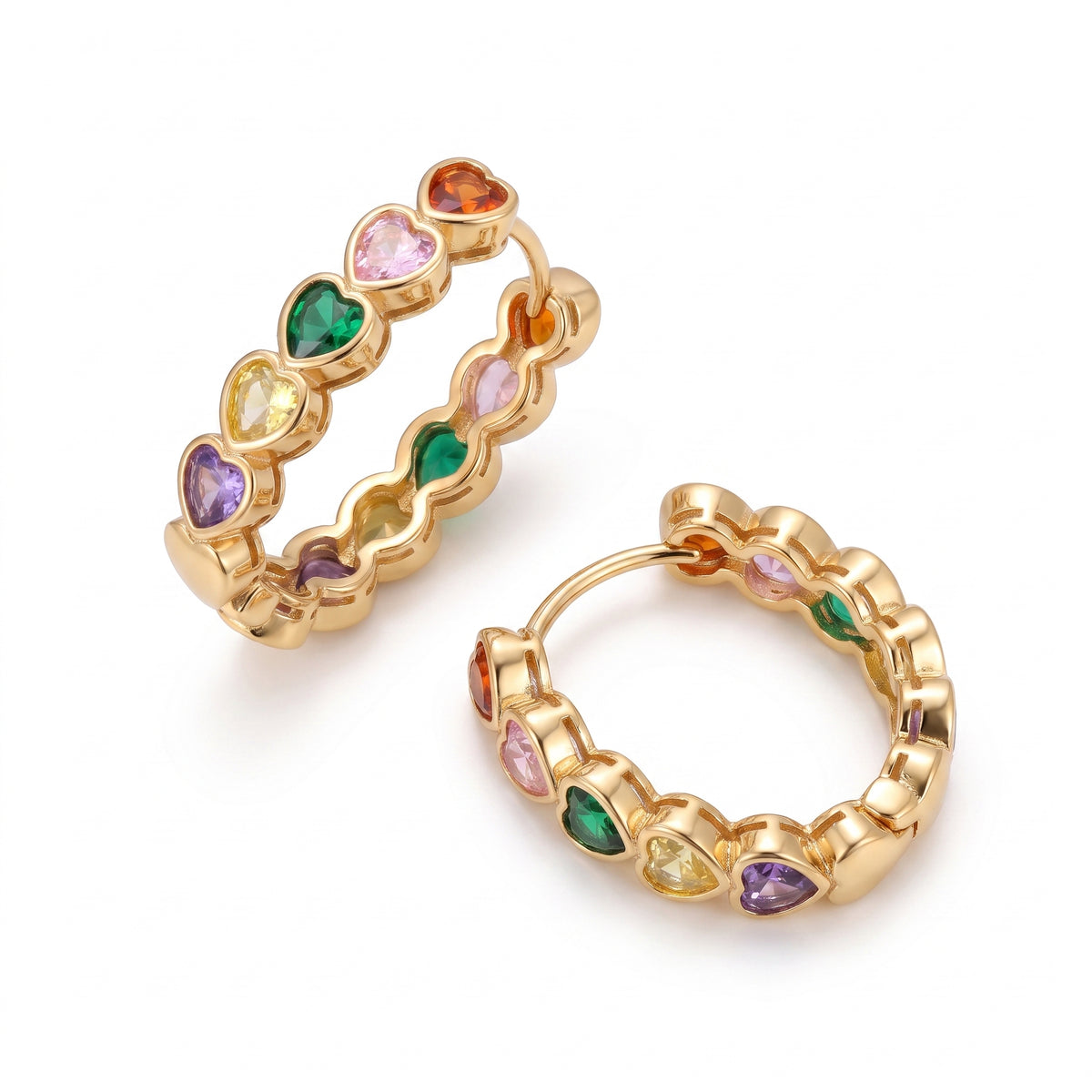 Multicolour Heart Hoop Earrings