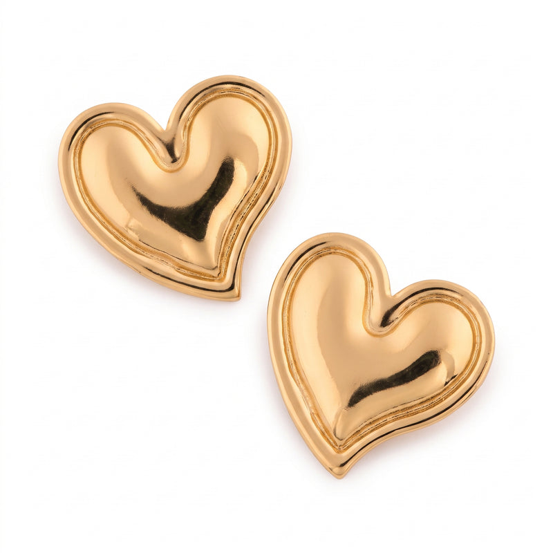 Polished Heart Stud Earrings