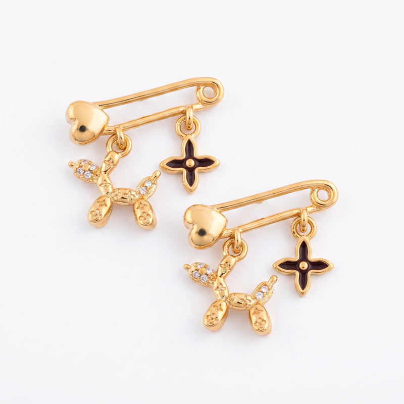 Floral Charm Bar Earrings