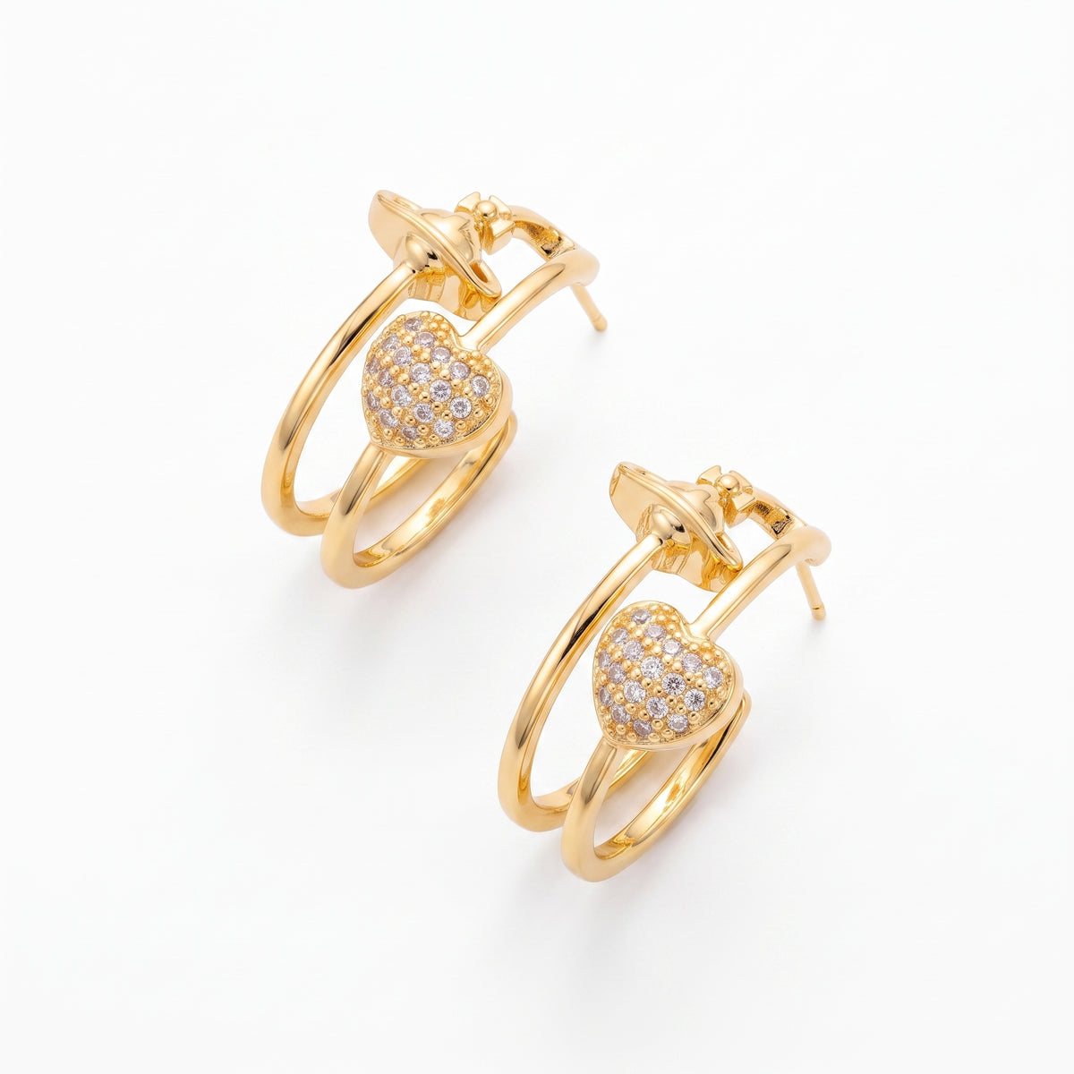 Heart Crystal Drop Studs