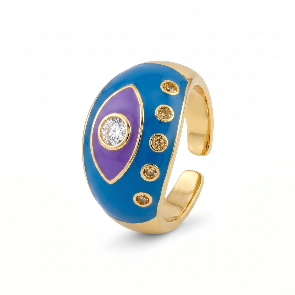 Blue Enamel Crystal Ring