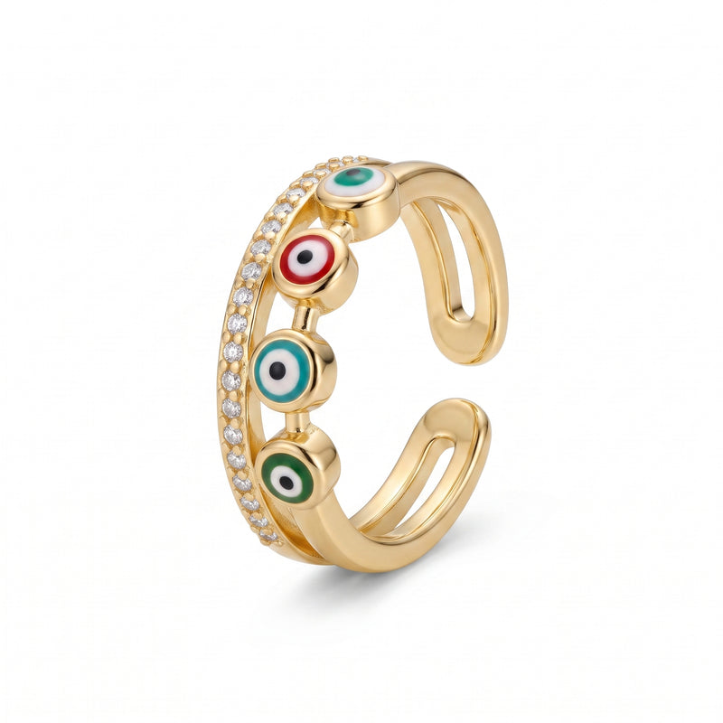 Evil Eye Crystal Band Ring