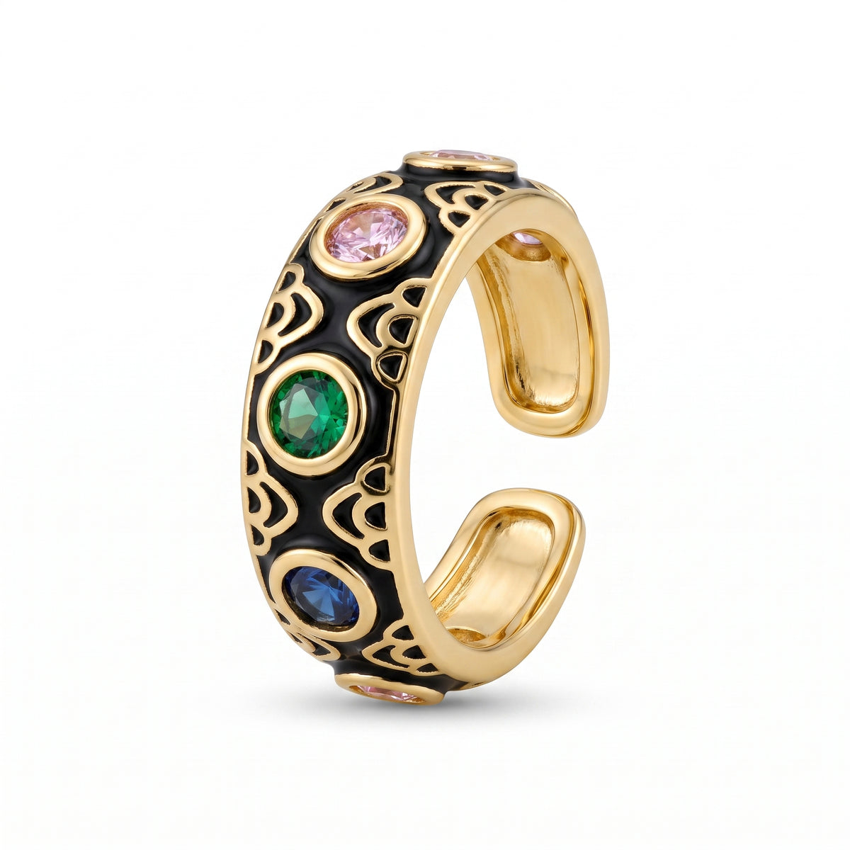 Ornate Enamel Band Ring