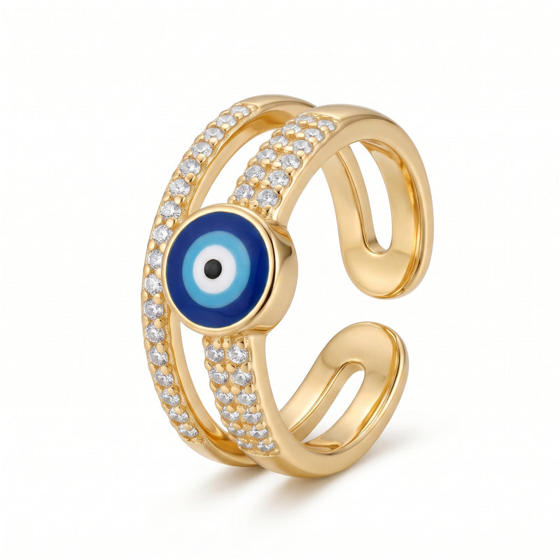 Blue Evil Eye Crystal Ring
