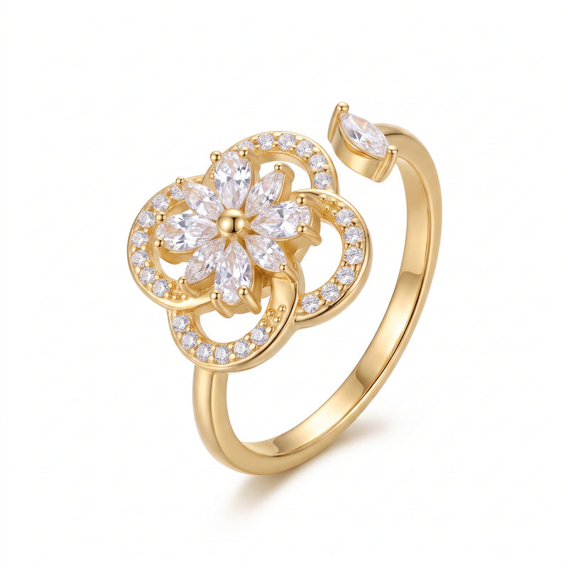Floral Crystal Cluster Ring